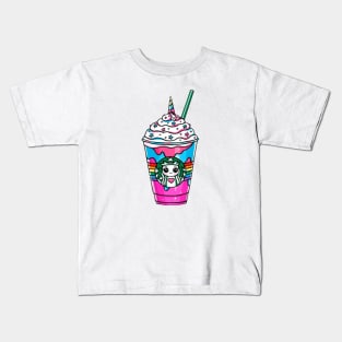 Unicorn Starbucks Sticker Kids T-Shirt